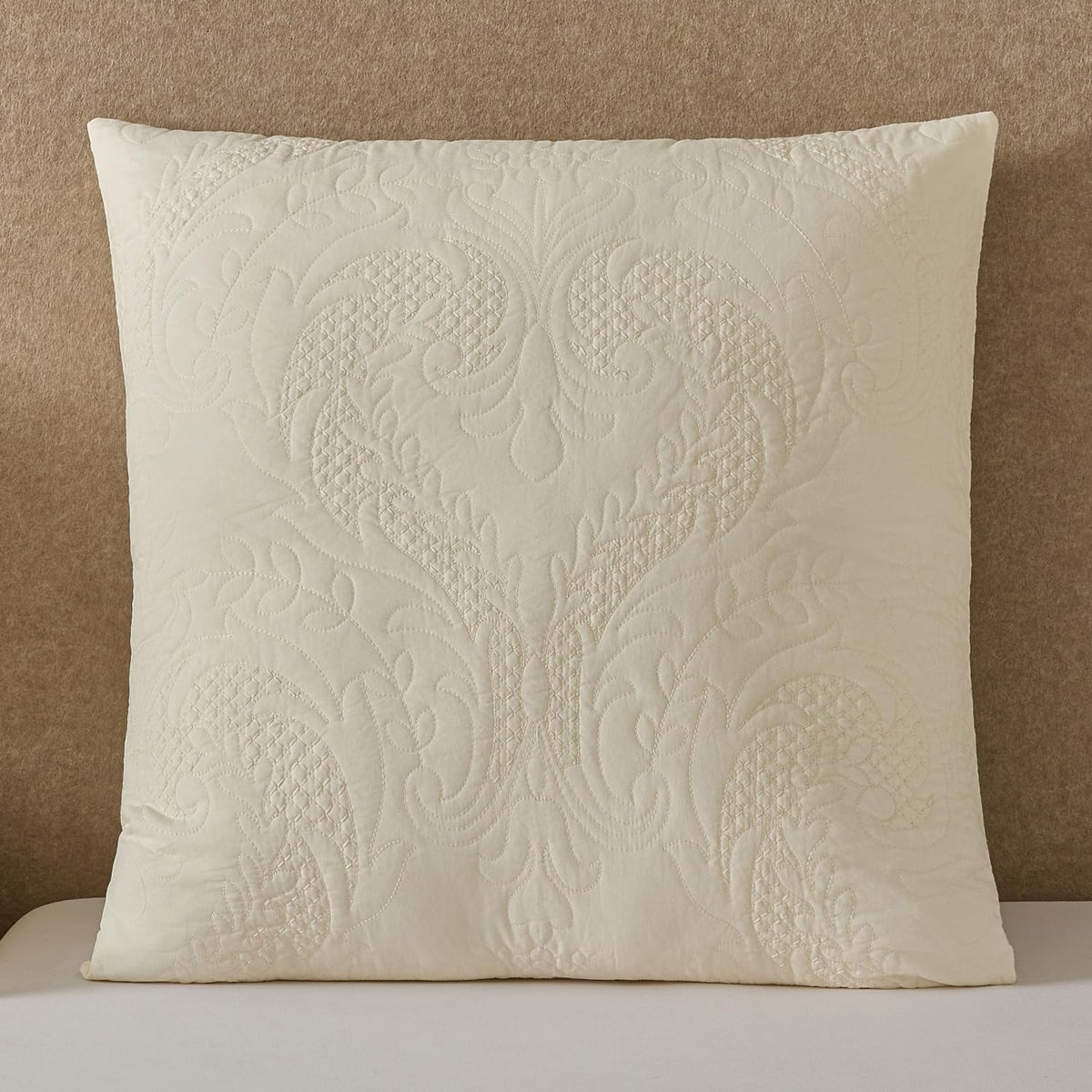 White Quilted Euro Shams Damask Set of 2 26x26 European Pillow Cover
