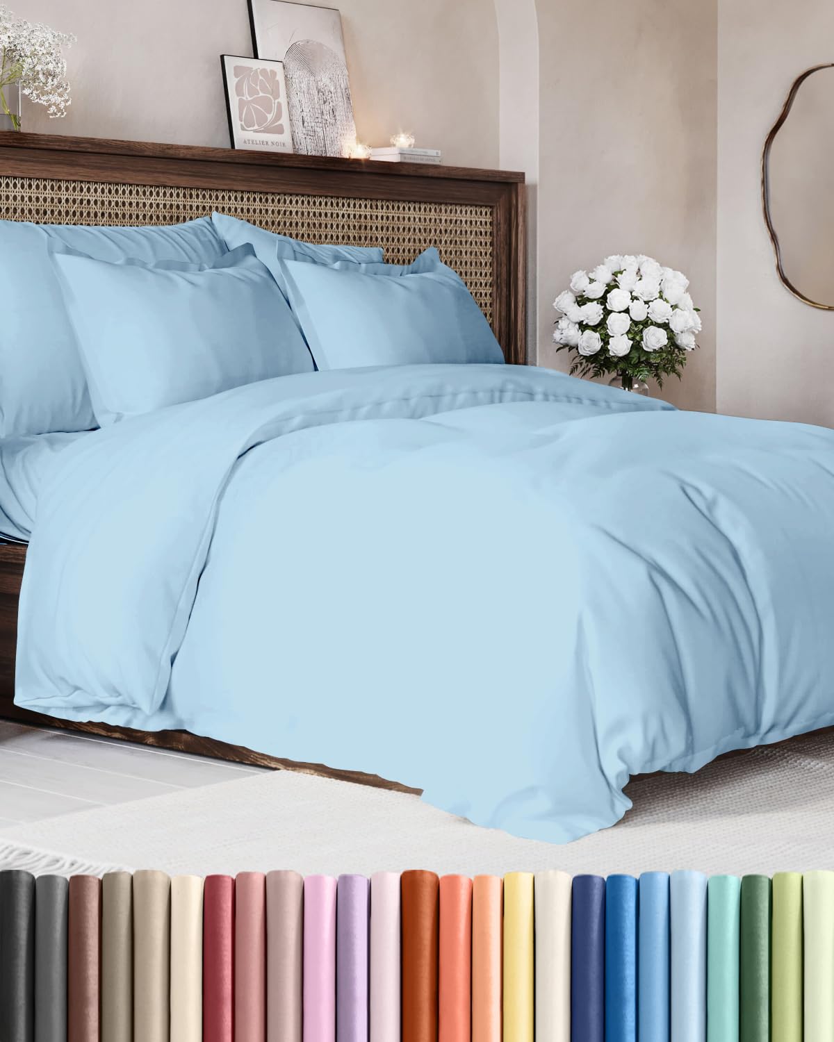Duvet Cover Queen Size - Extra Soft 3 Piece with Zipper Closure - White