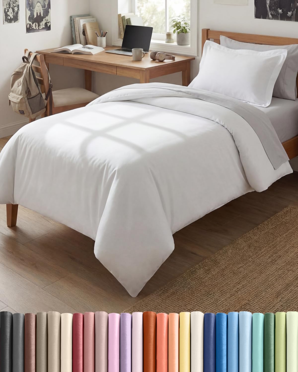 Duvet Cover Queen Size - Extra Soft 3 Piece with Zipper Closure - White