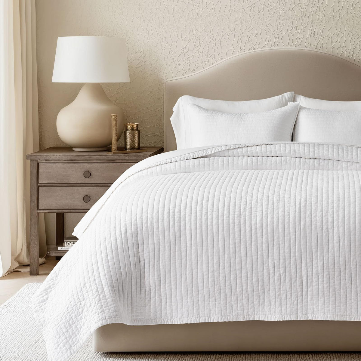 EVERGRACEHOME Cotton Sateen Quilt Set, King Size, Olive Green