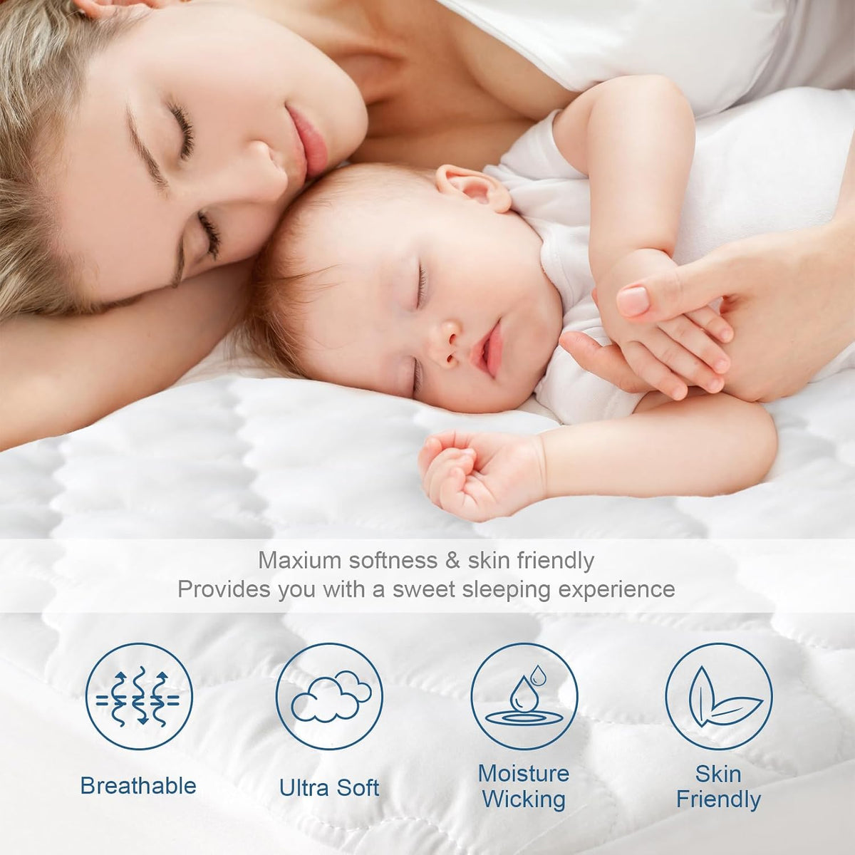 Mattress Protector Pad Cover Waterproof Twin Size Quilted for Single Bed