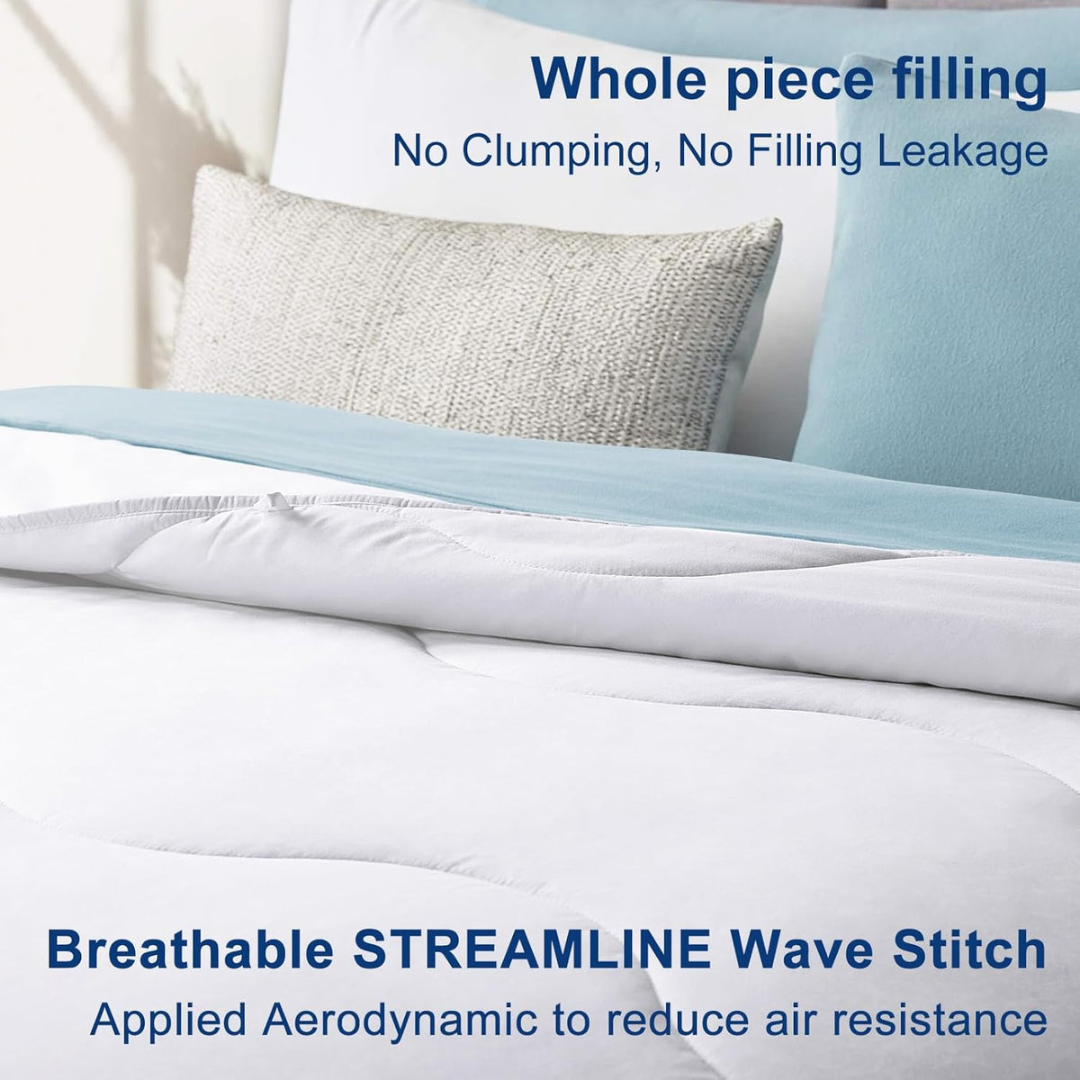MEELUS Lightweight Comforter Cooling White, All Season Duvet Insert