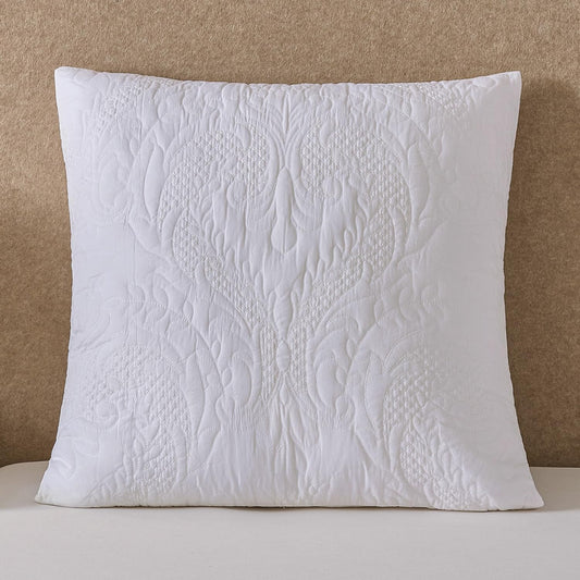 White Quilted Euro Shams Damask Set of 2 26x26 European Pillow Cover