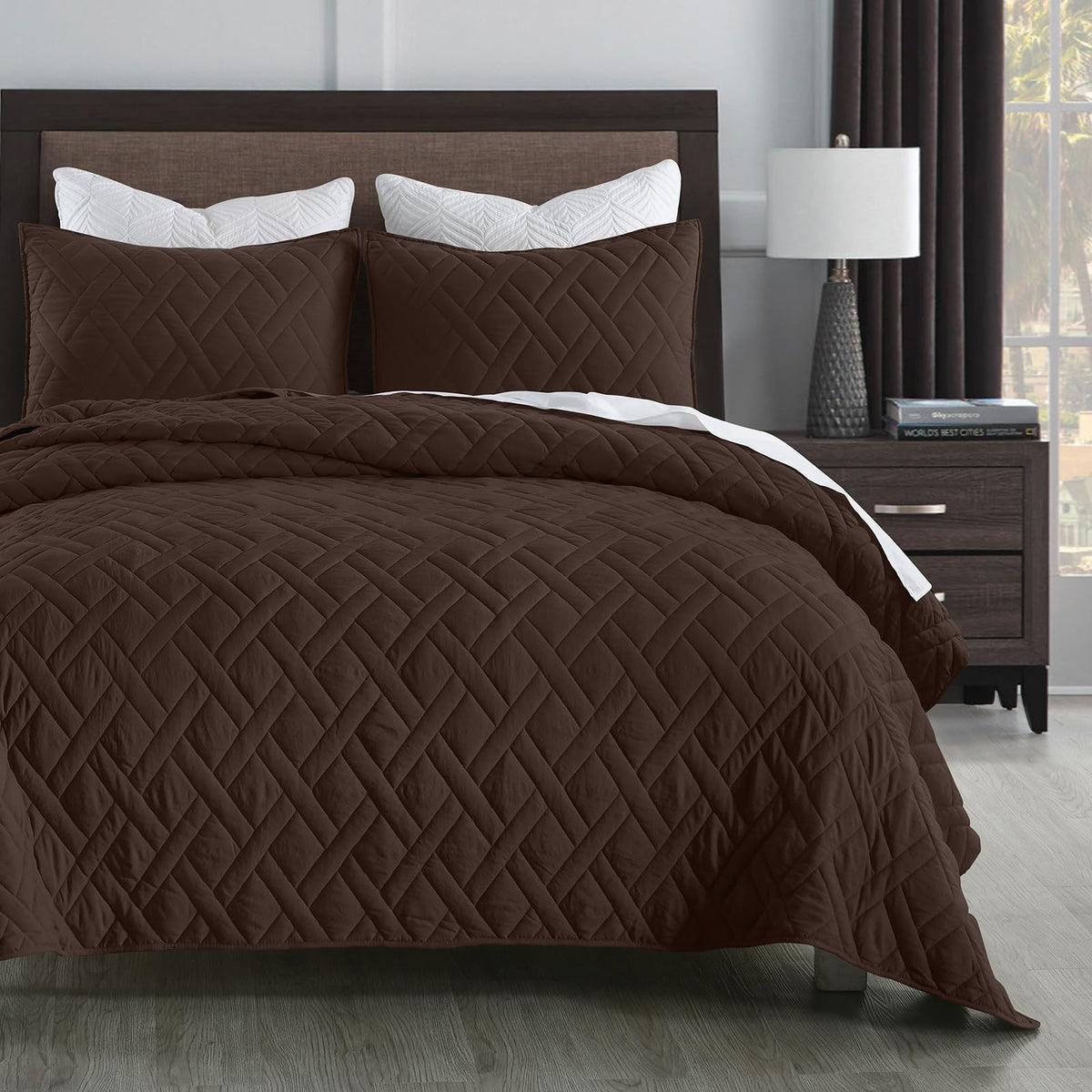HORIMOTE HOME Quilt Twin Size Dusty Blue, Lightweight Quilt for Summer Ultra-Soft Microfiber Modern Style Quilted Clouds Pattern Bedspread Quit Set 2 Pieces (1 Quilt and 1 Pillow Sham)