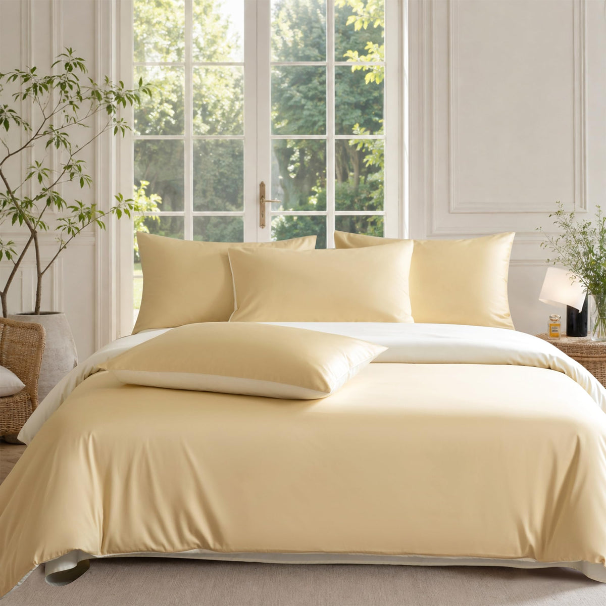 Cream White Duvet Cover Queen Size Ultra Soft 100% Egyptian Cotton