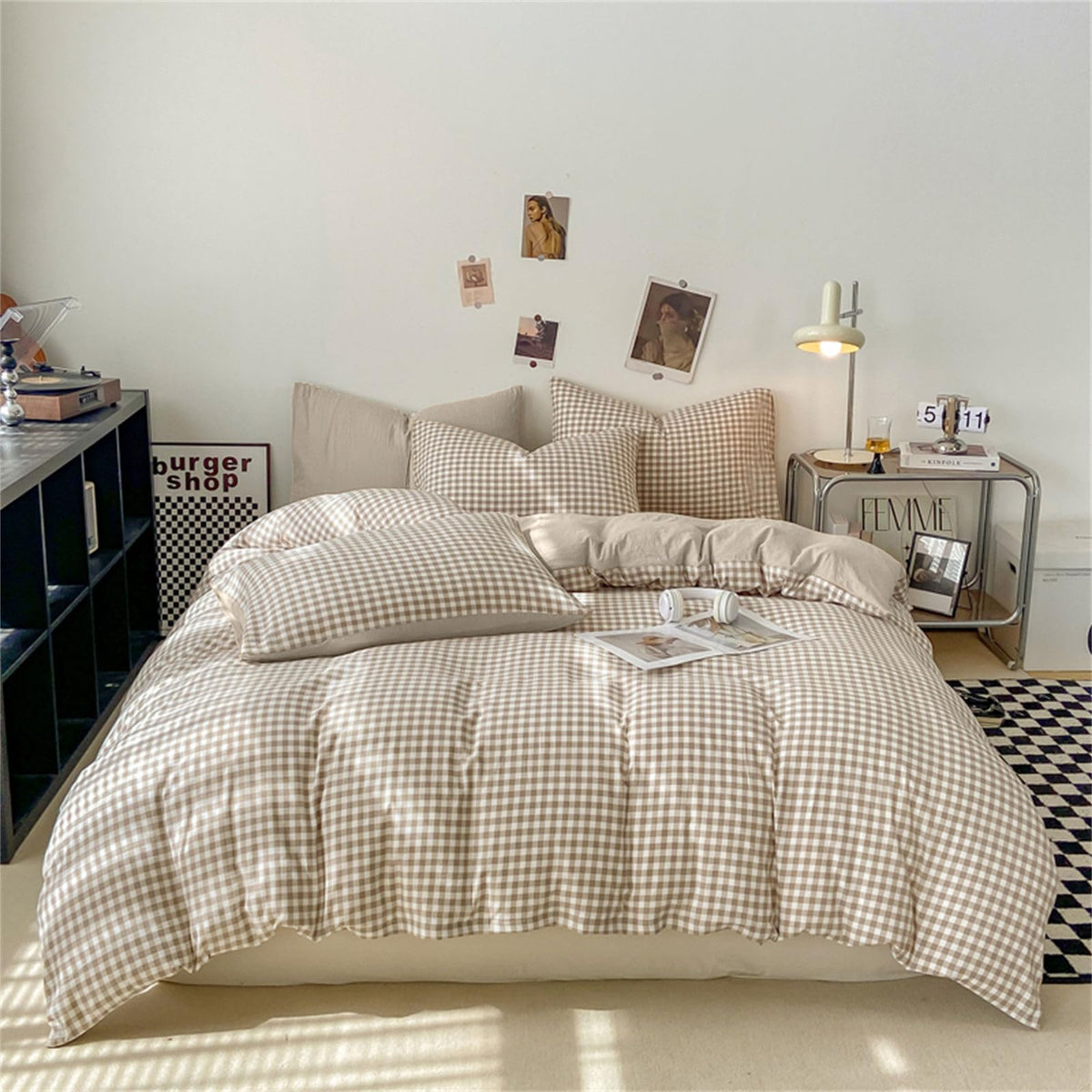 Nayoroom Gingham Duvet Cover Set Queen Blue White Plaid Checkered Bedding
