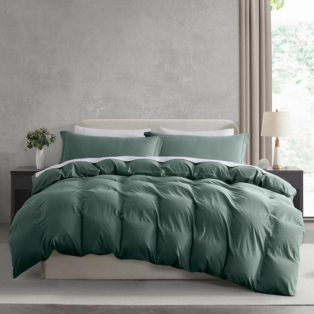 Nestl White Duvet Cover Queen Size - Soft Double Brushed Queen Duvet Cover Set, 3 Piece, with Zipper Closure, 1 Duvet Cover 90x90 inches and 2 Pillow Shams