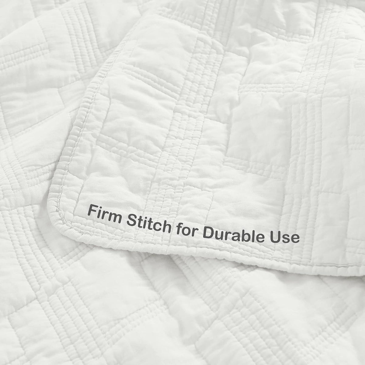 HORIMOTE HOME 100% Cotton Quilt Set Twin Size, White Pre-Washed 2-Piece Bedspread Coverlet Set, Cozy Lightweight Stitching Decorative Bedding Cover with 1 Shams in Geometric Pattern for All Season