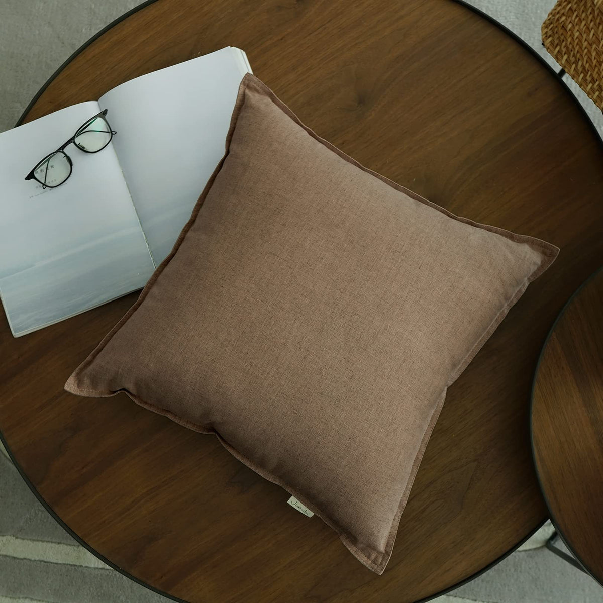 Jeanerlor Cotton Linen Square Decorative Throw Pillow Case Cushion Cover with Twin Needles Stitch on Edge,for Wedding Party Gift Car 12"x20"(30 x 50cm), Olive Green