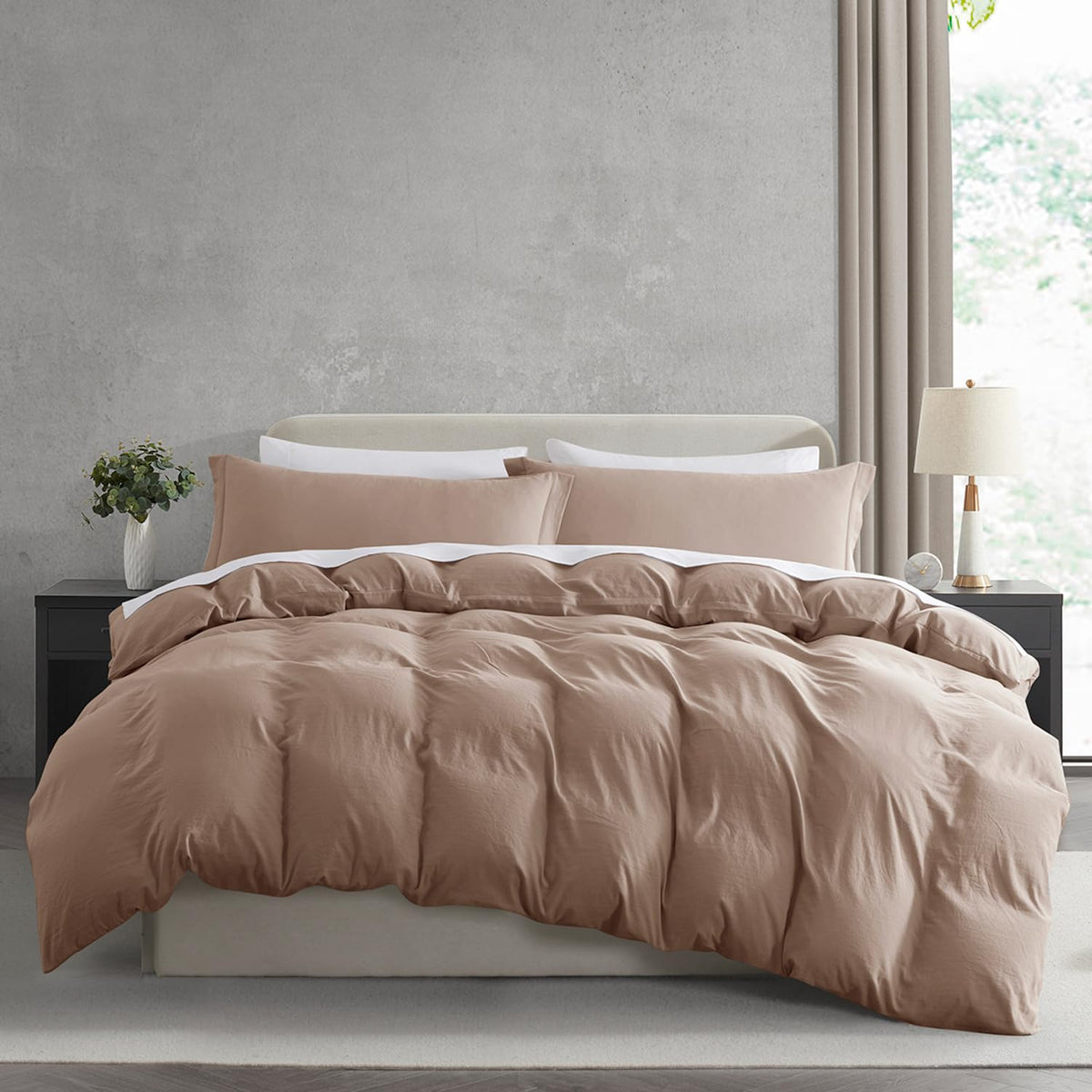 Nestl White Duvet Cover Queen Size - Soft Double Brushed Queen Duvet Cover Set, 3 Piece, with Zipper Closure, 1 Duvet Cover 90x90 inches and 2 Pillow Shams