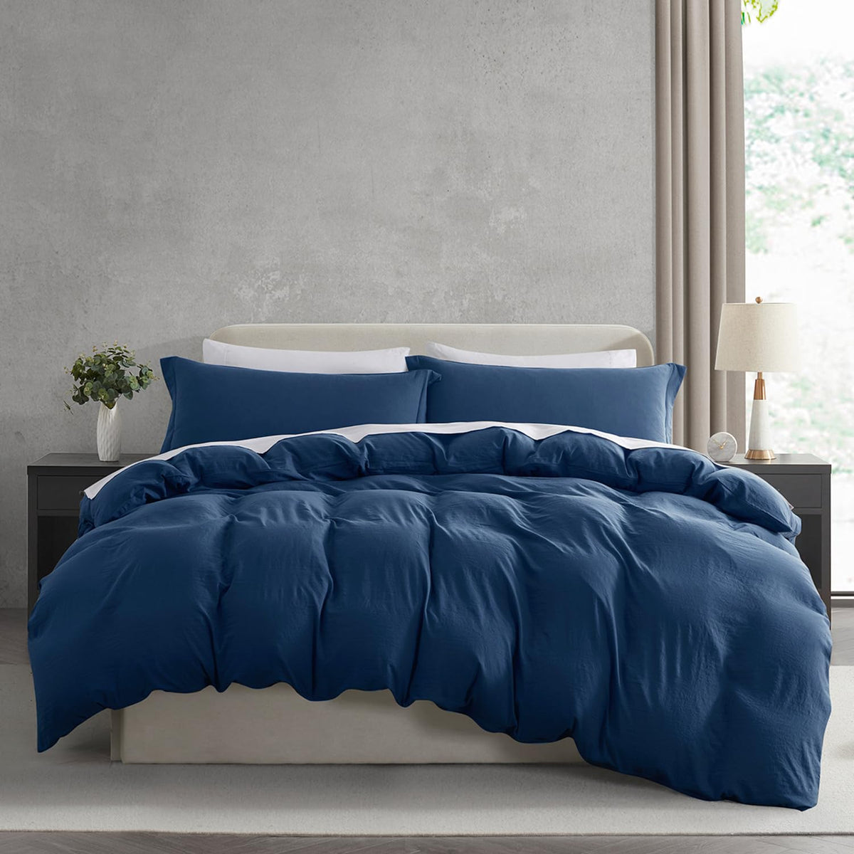 Nestl White Duvet Cover Queen Size - Soft Double Brushed Queen Duvet Cover Set, 3 Piece, with Zipper Closure, 1 Duvet Cover 90x90 inches and 2 Pillow Shams