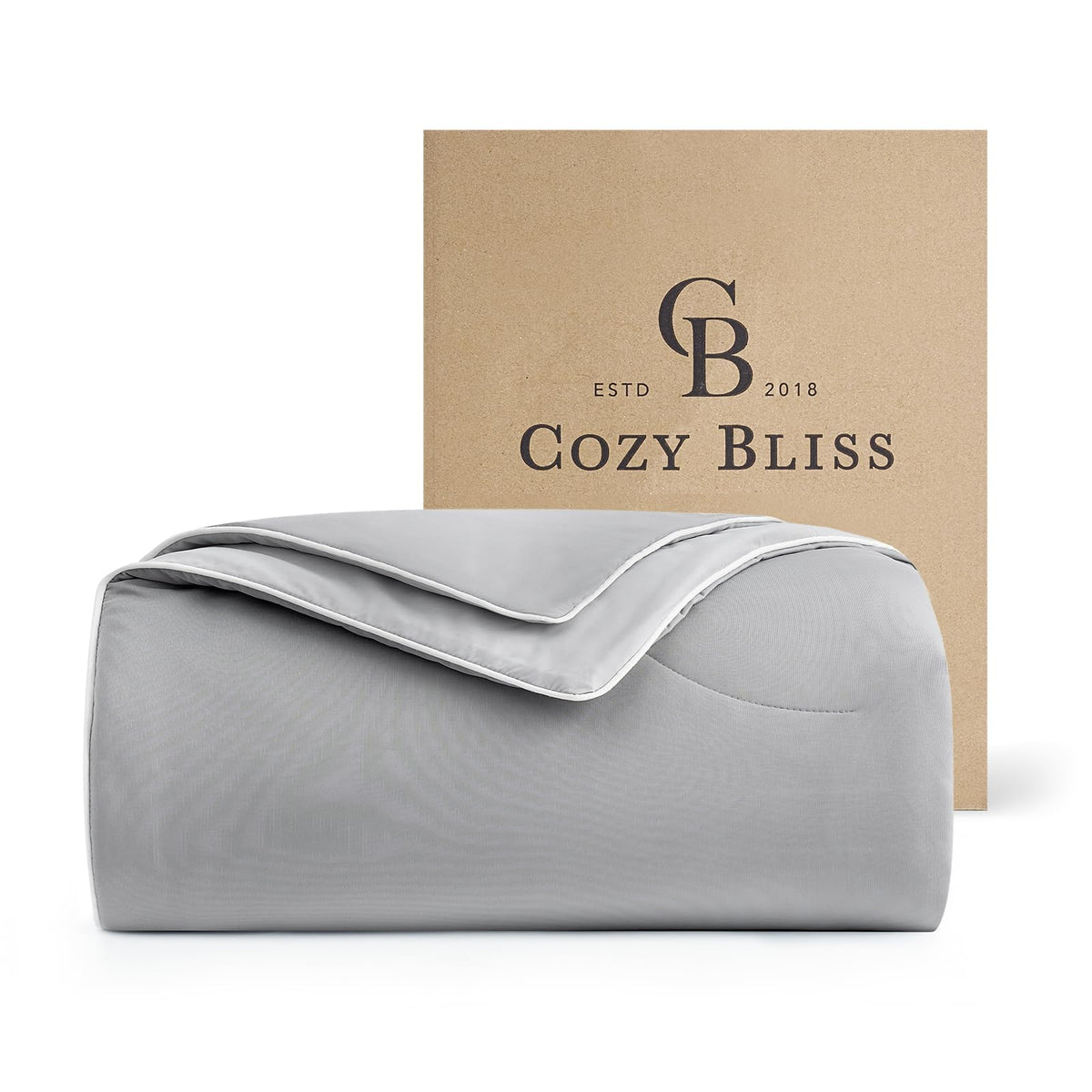 Cozy Bliss Cooling Comforter Queen Size, Reversible Lightweight Cooling Blankets for Hot Sleepers and Night Sweats, Q-Max>0.45 Soft Breathable Silky Smooth Summer Comforter, Cool Grey, 90"x90"