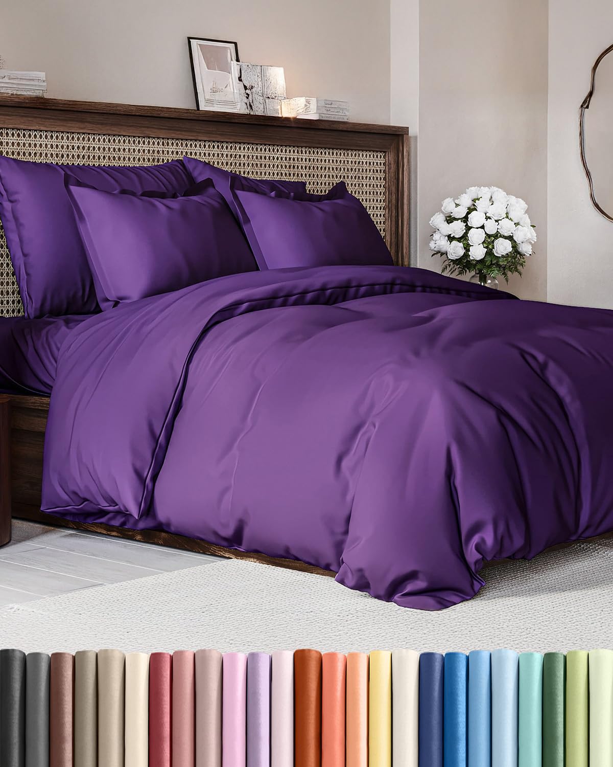 Duvet Cover Queen Size - Extra Soft 3 Piece with Zipper Closure - White