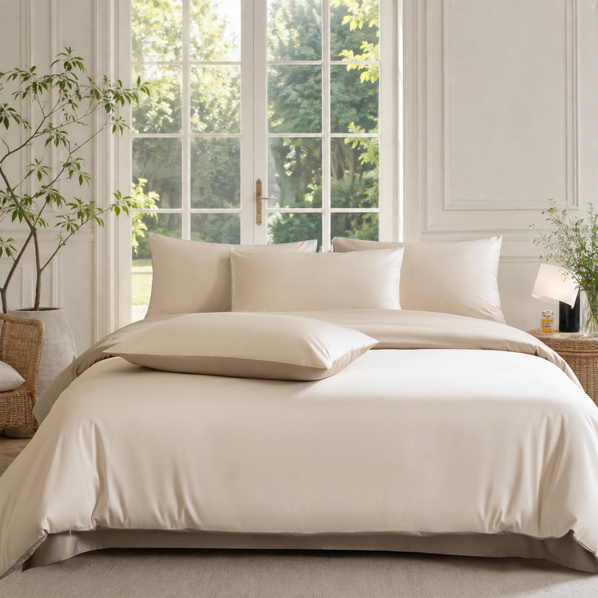 Cream White Duvet Cover Queen Size Ultra Soft 100% Egyptian Cotton