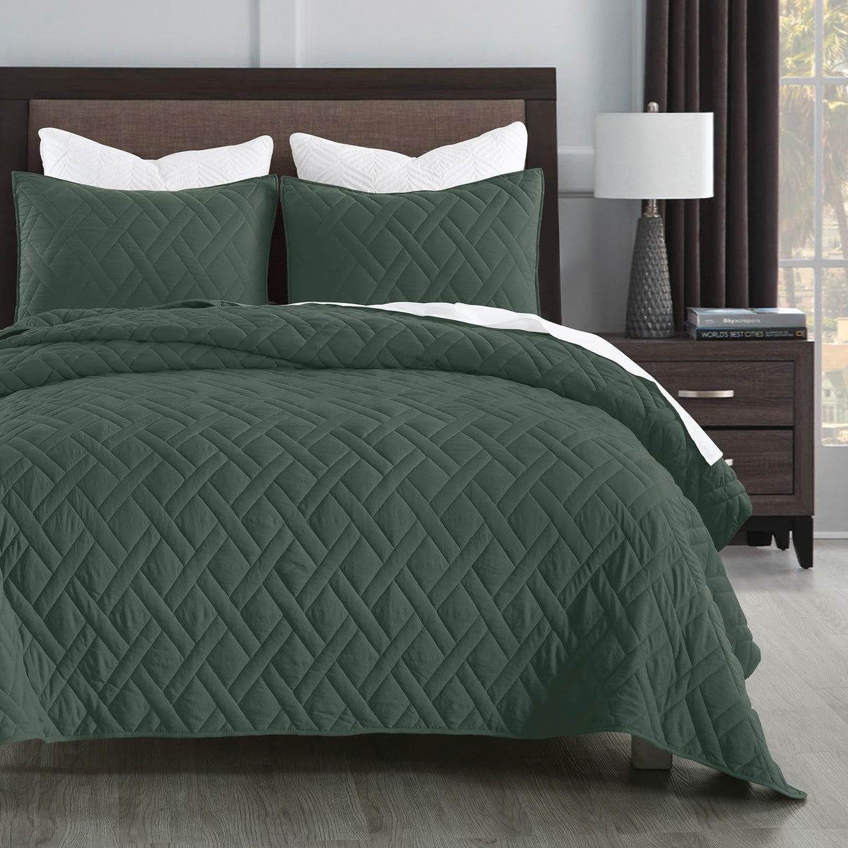 HORIMOTE HOME Quilt Twin Size Dusty Blue, Lightweight Quilt for Summer Ultra-Soft Microfiber Modern Style Quilted Clouds Pattern Bedspread Quit Set 2 Pieces (1 Quilt and 1 Pillow Sham)