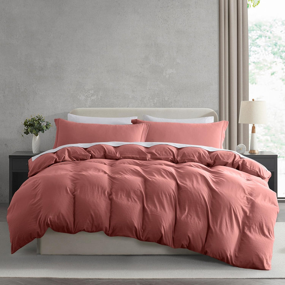 Nestl White Duvet Cover Queen Size - Soft Double Brushed Queen Duvet Cover Set, 3 Piece, with Zipper Closure, 1 Duvet Cover 90x90 inches and 2 Pillow Shams