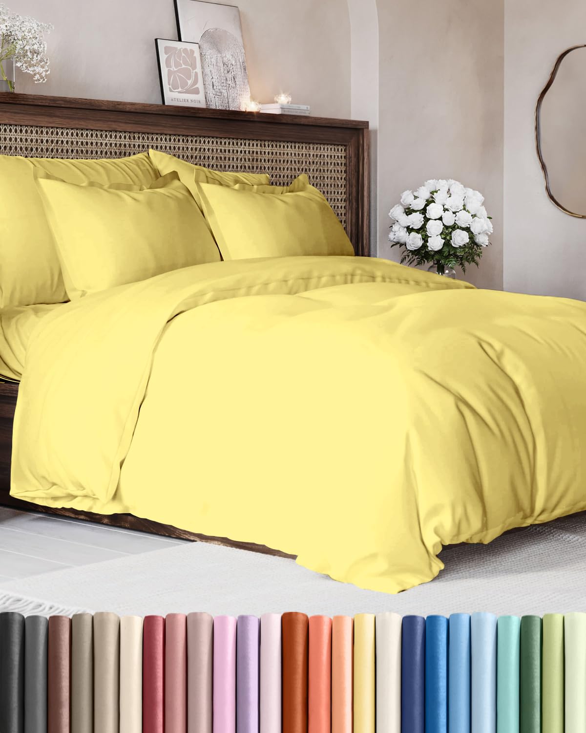 Duvet Cover Queen Size - Extra Soft 3 Piece with Zipper Closure - White