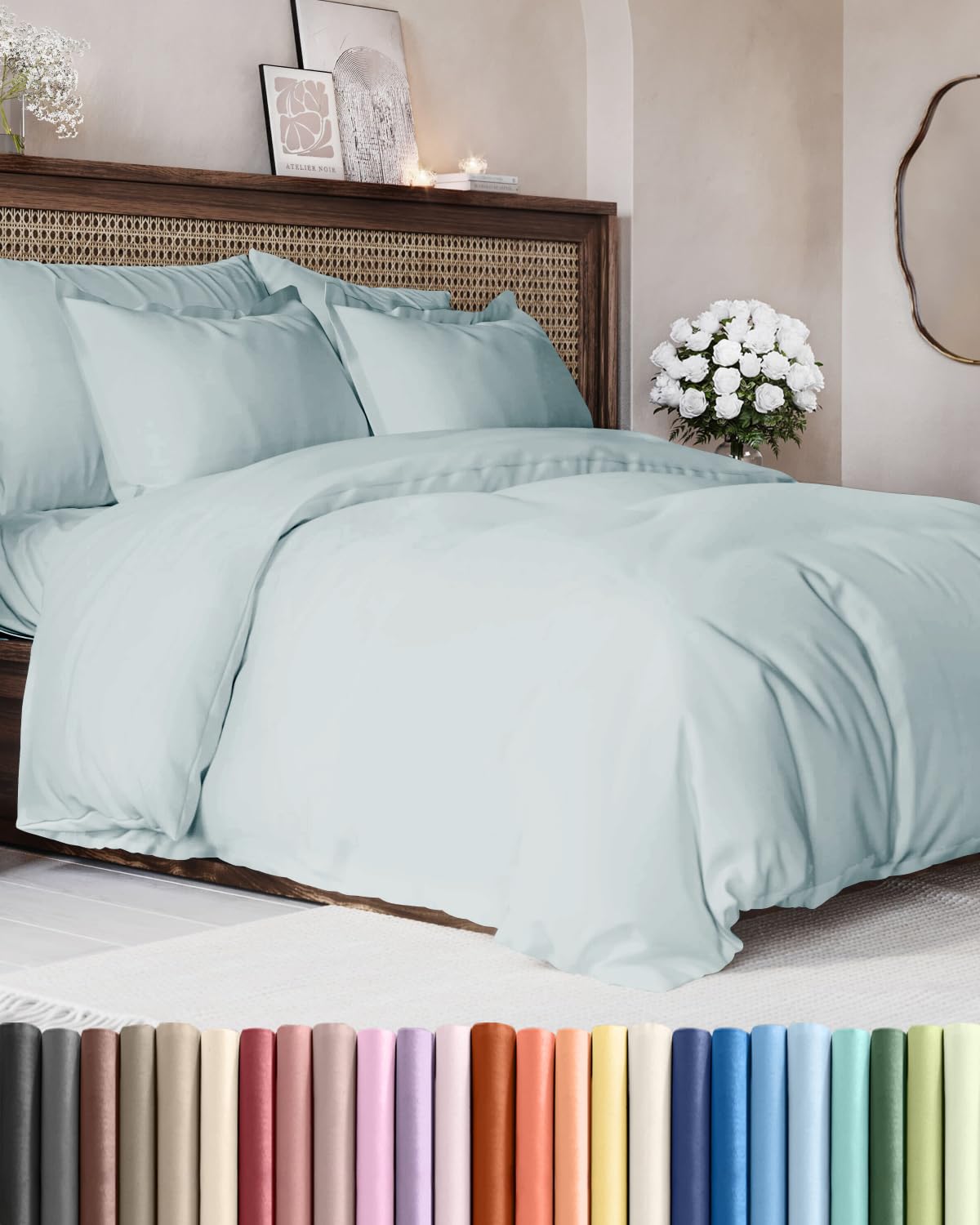 Duvet Cover Queen Size - Extra Soft 3 Piece with Zipper Closure - White