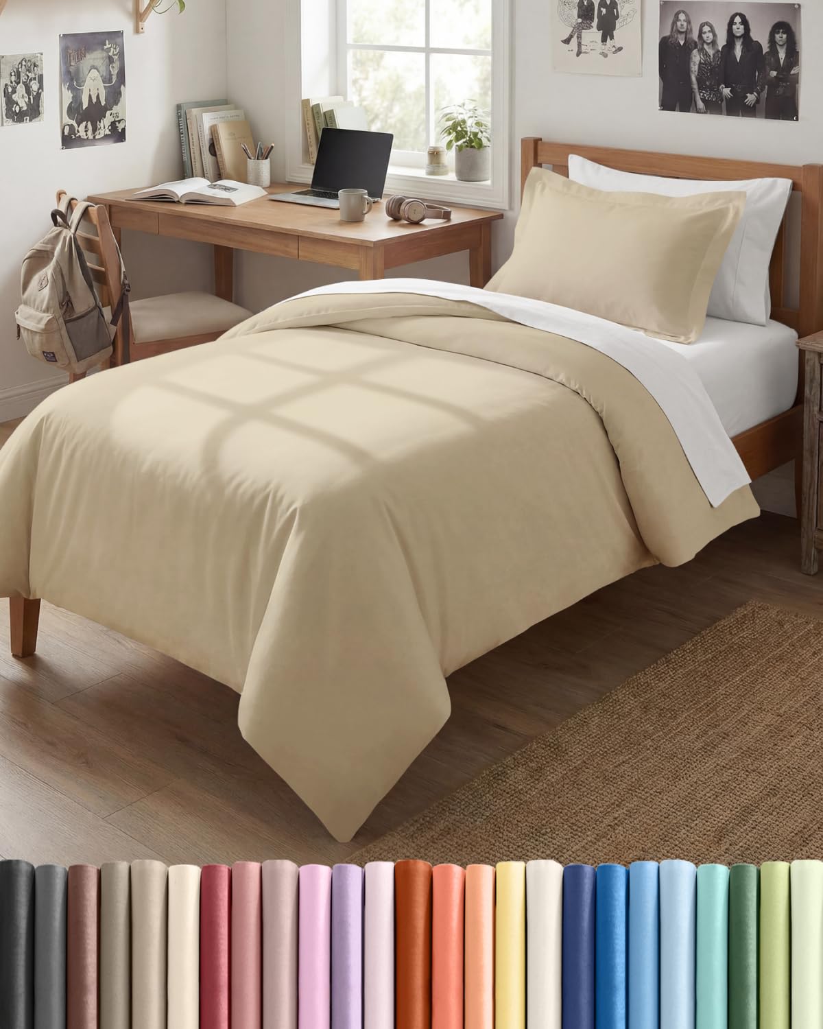 Duvet Cover Queen Size - Extra Soft 3 Piece with Zipper Closure - White