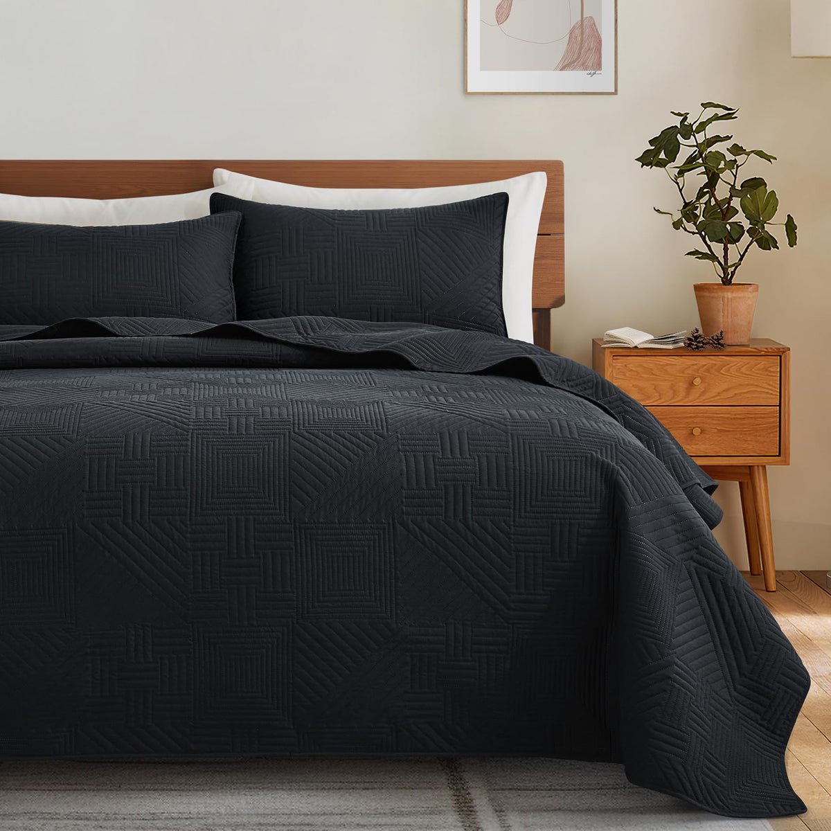 Lavsiry White Quilt Full/Queen Size, 3 Pieces Bedspread Set
