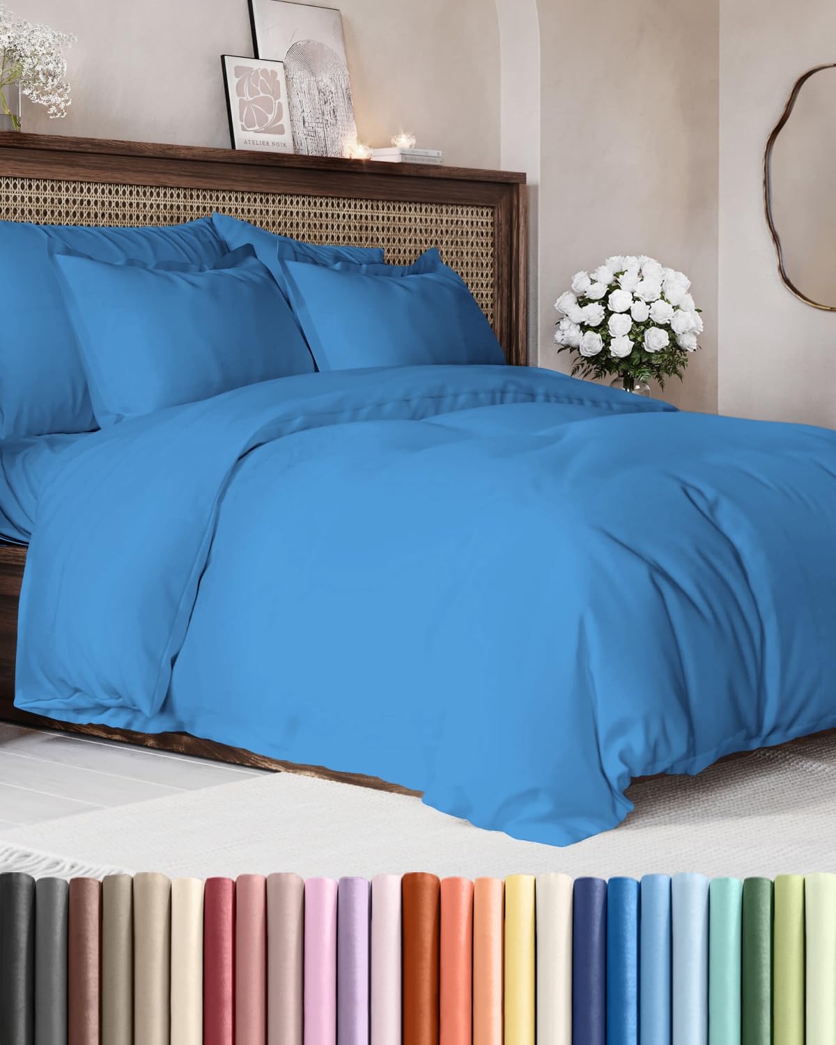 Duvet Cover Queen Size - Extra Soft 3 Piece with Zipper Closure - White