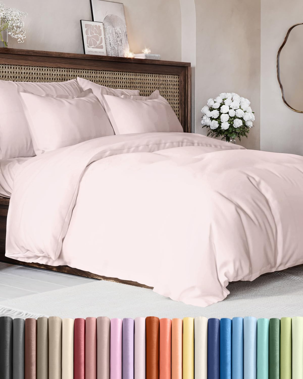 Duvet Cover Queen Size - Extra Soft 3 Piece with Zipper Closure - White