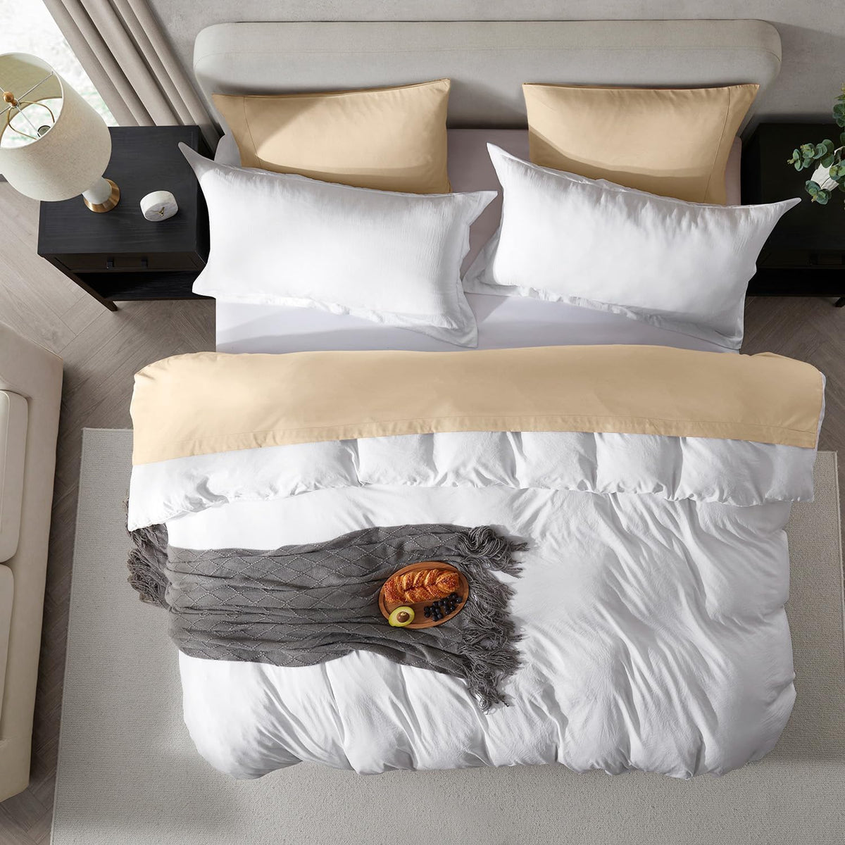 Nestl White Duvet Cover Queen Size - Soft Double Brushed Queen Duvet Cover Set, 3 Piece, with Zipper Closure, 1 Duvet Cover 90x90 inches and 2 Pillow Shams