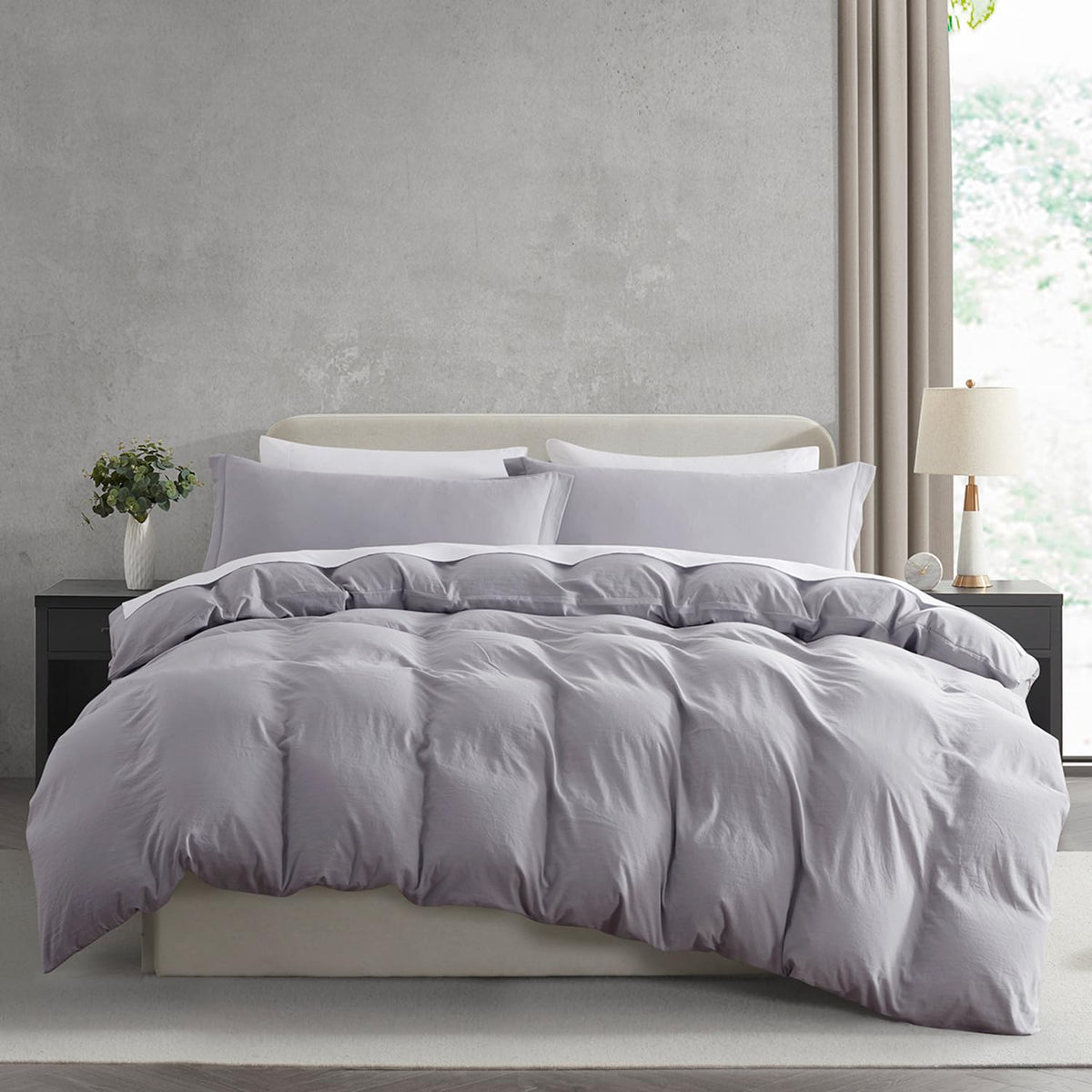 Nestl White Duvet Cover Queen Size - Soft Double Brushed Queen Duvet Cover Set, 3 Piece, with Zipper Closure, 1 Duvet Cover 90x90 inches and 2 Pillow Shams