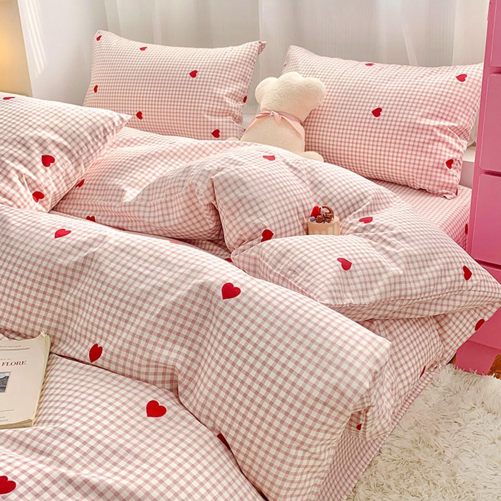 Nayoroom Gingham Duvet Cover Set Queen Blue White Plaid Checkered Bedding