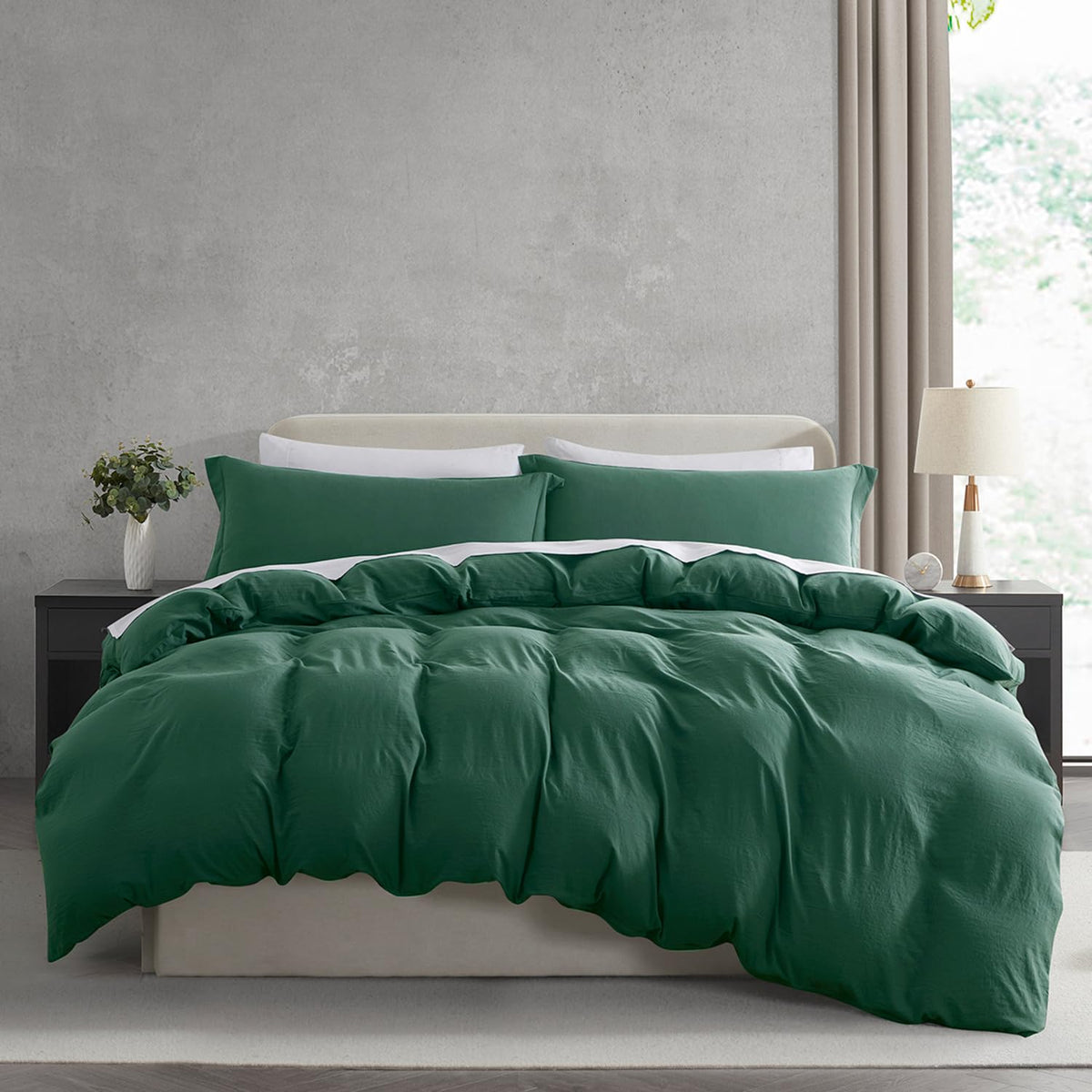 Nestl White Duvet Cover Queen Size - Soft Double Brushed Queen Duvet Cover Set, 3 Piece, with Zipper Closure, 1 Duvet Cover 90x90 inches and 2 Pillow Shams