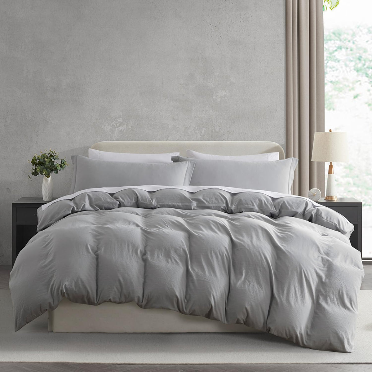 Nestl White Duvet Cover Queen Size - Soft Double Brushed Queen Duvet Cover Set, 3 Piece, with Zipper Closure, 1 Duvet Cover 90x90 inches and 2 Pillow Shams