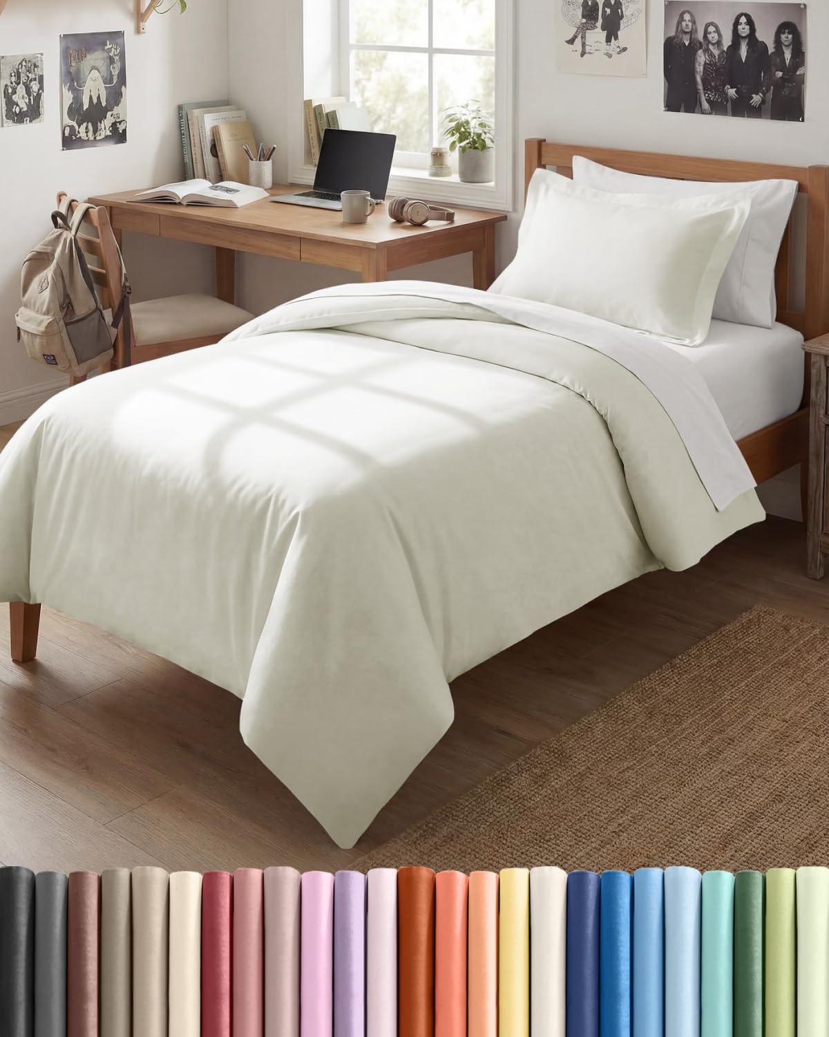 Duvet Cover Queen Size - Extra Soft 3 Piece with Zipper Closure - White