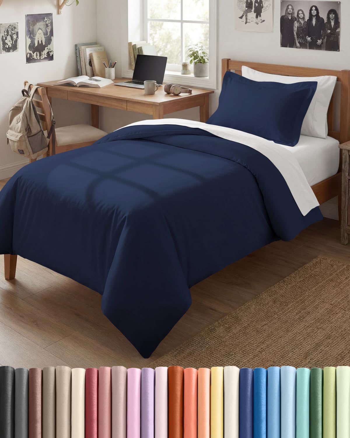 Duvet Cover Queen Size - Extra Soft 3 Piece with Zipper Closure - White