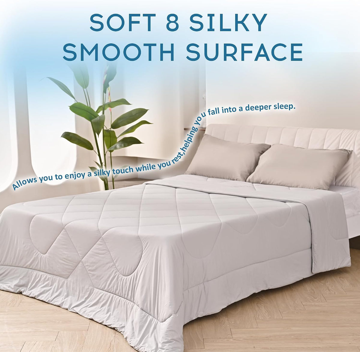 Grey Cooling Comforter Queen Size(90"x90"),Double Sided Cooling Comforter Absorb Body Heat to Keep Cool,Cooling Blankets for Hot Sleepers and Night Sweats,Q-Max>0.5,Breathable&Lightweight Duvet Insert