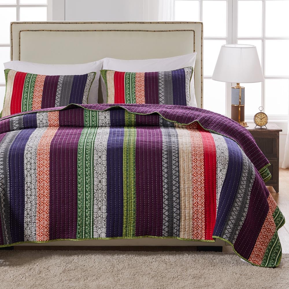 Greenland Home 100% Cotton Fashion Quilt Collection, Prewashed, Reversible Quilt Set, 2-Piece Twin/XL, Katy