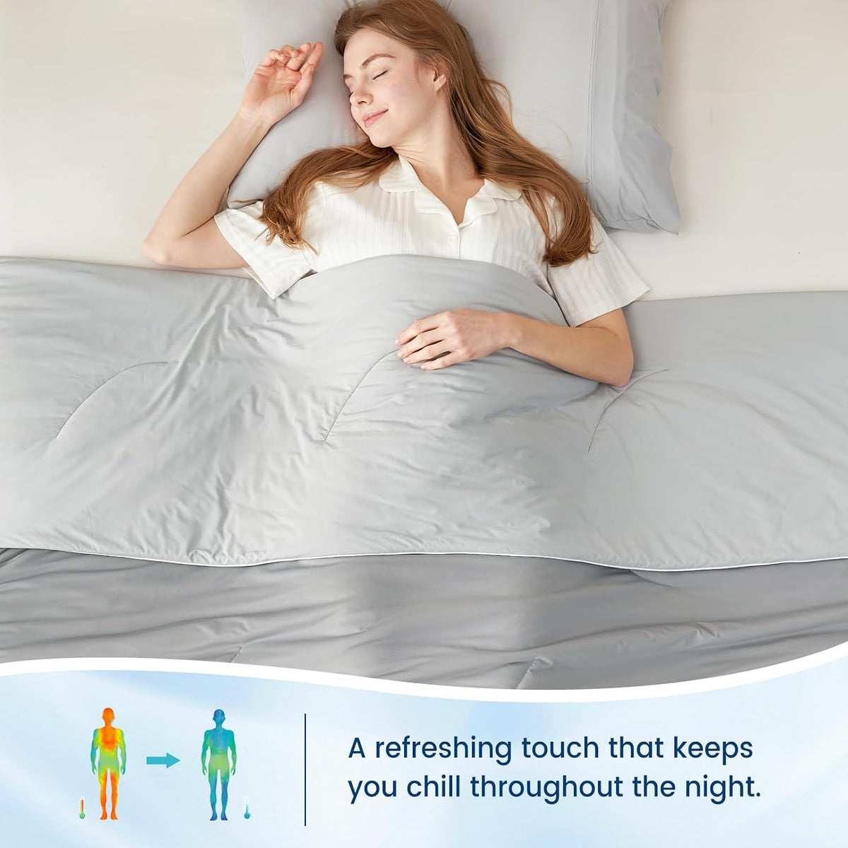 Cozy Bliss Cooling Comforter Queen Size, Reversible Lightweight Cooling Blankets for Hot Sleepers and Night Sweats, Q-Max>0.45 Soft Breathable Silky Smooth Summer Comforter, Cool Grey, 90"x90"