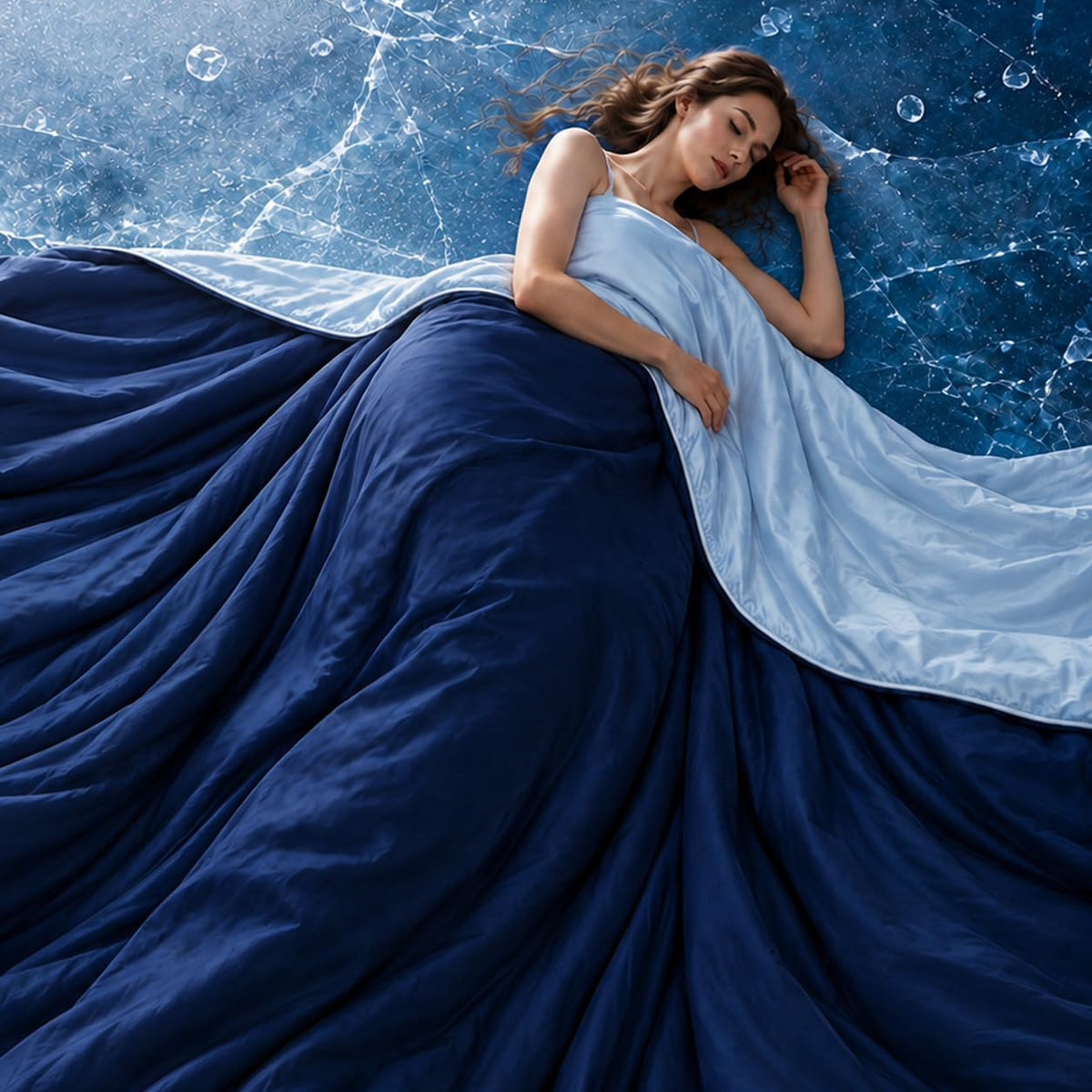 Eastsora Cooling Comforter Queen Size, Cooling Blanket for Hot Sleepers, Q-Max 0.45 Reversible Summer Comforter, Lightweight Breathable Bedding for Warm Nights & Night Sweats