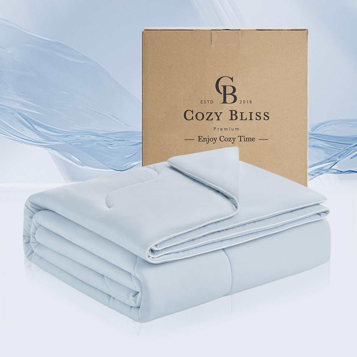 Cozy Bliss Cooling Comforter Queen Size x Sorona® Viscose Natural Fiber, Reversible Silky Smooth Cooling Blanket with Q-Max＞0.45 for Hot Sleepers & Night Sweats, Cool Grey, 90"x90"