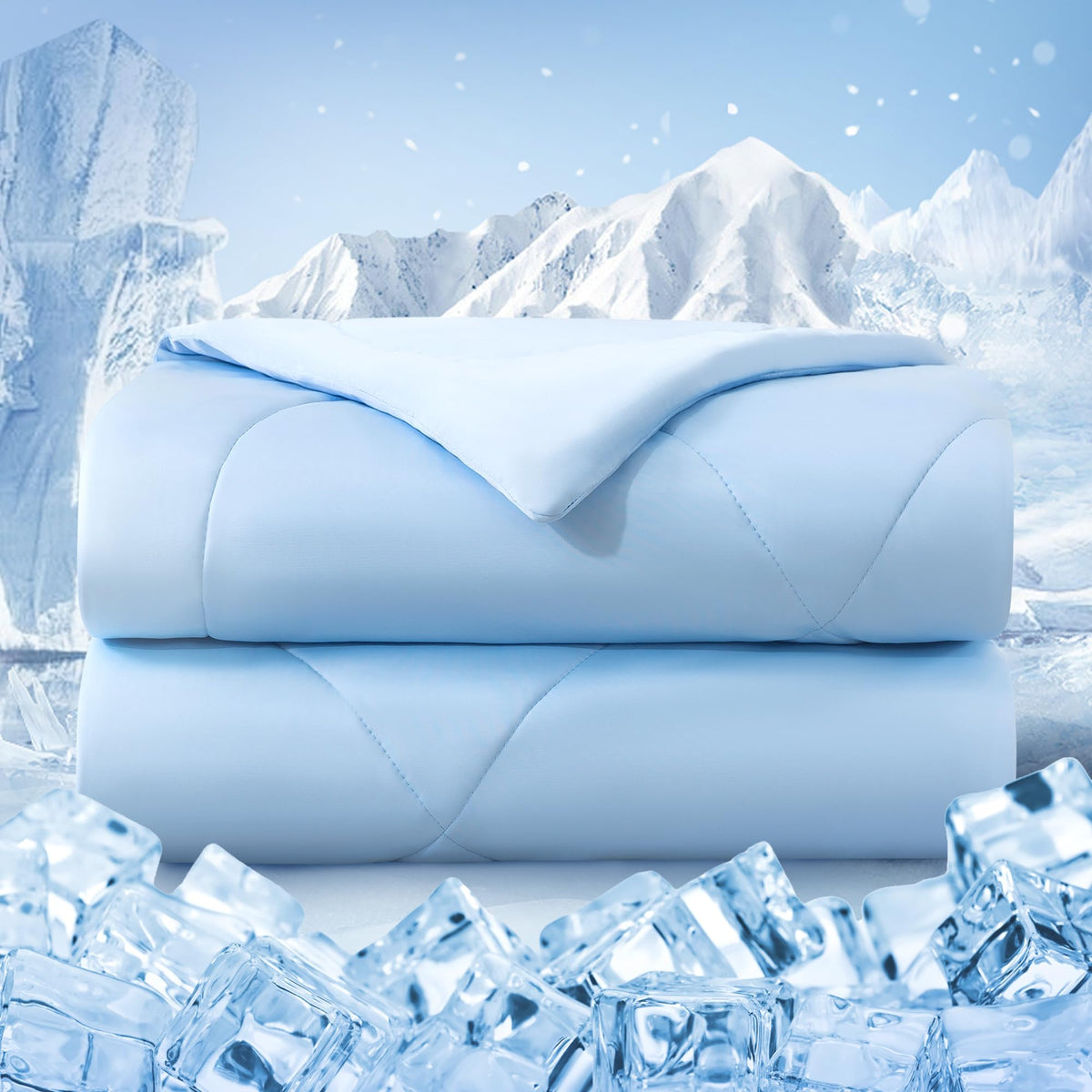 Cooling Comforter Queen Size, Double-Sided Cold Tech Fabric Quilted Bed Comforters Cooling Blanket for Hot Sleepers, Breathable Lightweight Summer Bedding, All-Season Ice Blanket, Dark Gray