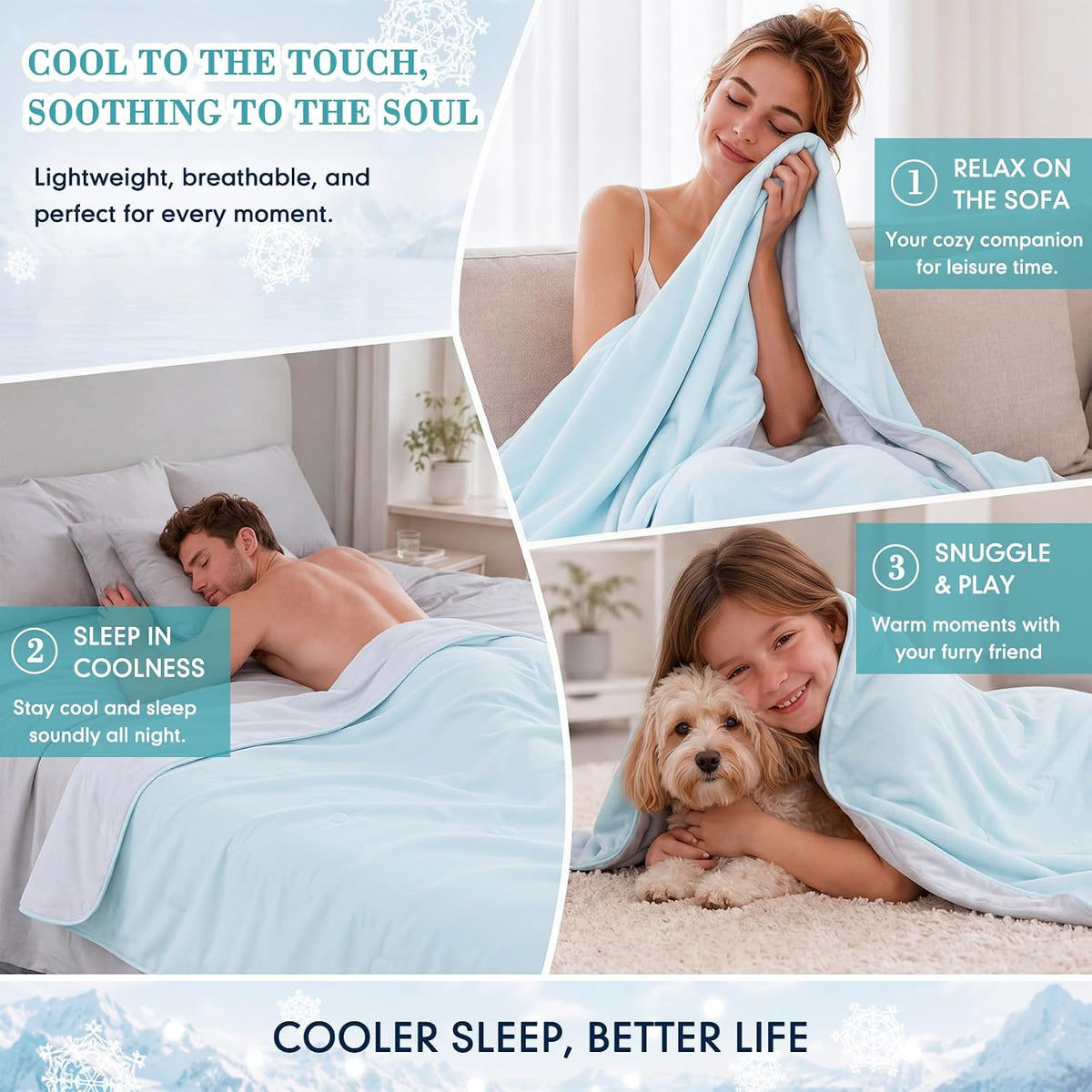 Newwiee Cooling Comforter Queen Size for Dorm Room, Blue