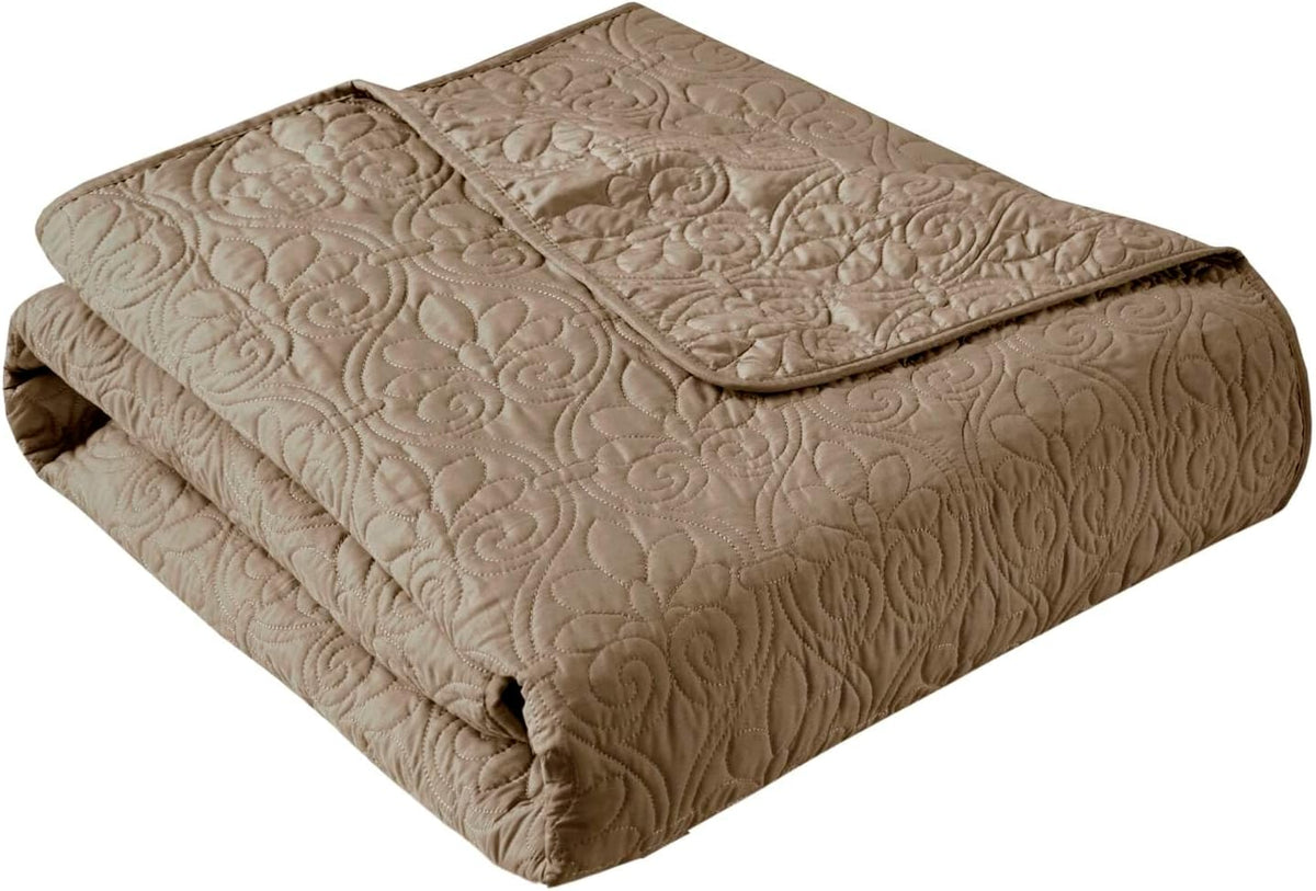 Madison Park Luxe Damask Stitching Throw Blanket, 60"x72"