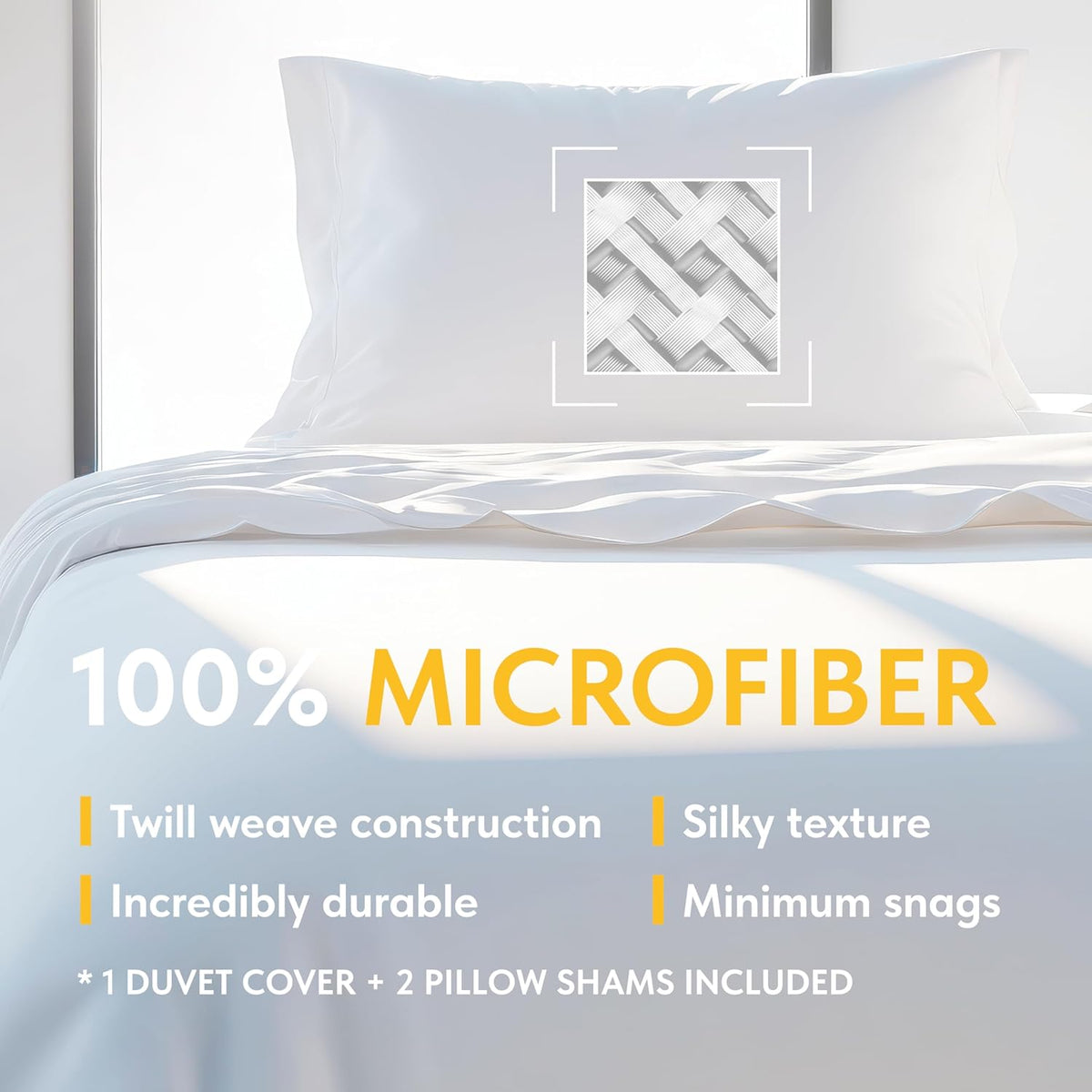 White Classic White Queen Duvet Cover Set, Microfiber Duvet Cover with Zipper, Duvet Cover Set of 1 Down Comforter Cover with 2 Pillow Shams, Luxury Comforter Cover Queen Size | Comforter Not Included