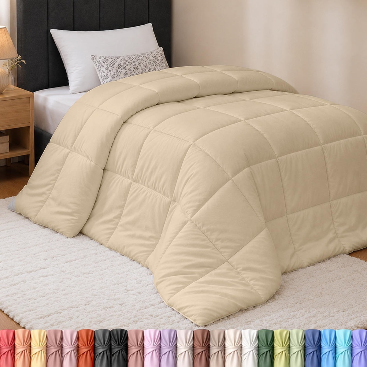 Utopia Bedding Queen Comforter, Duvet Insert, Black, 88 x 88 Inches