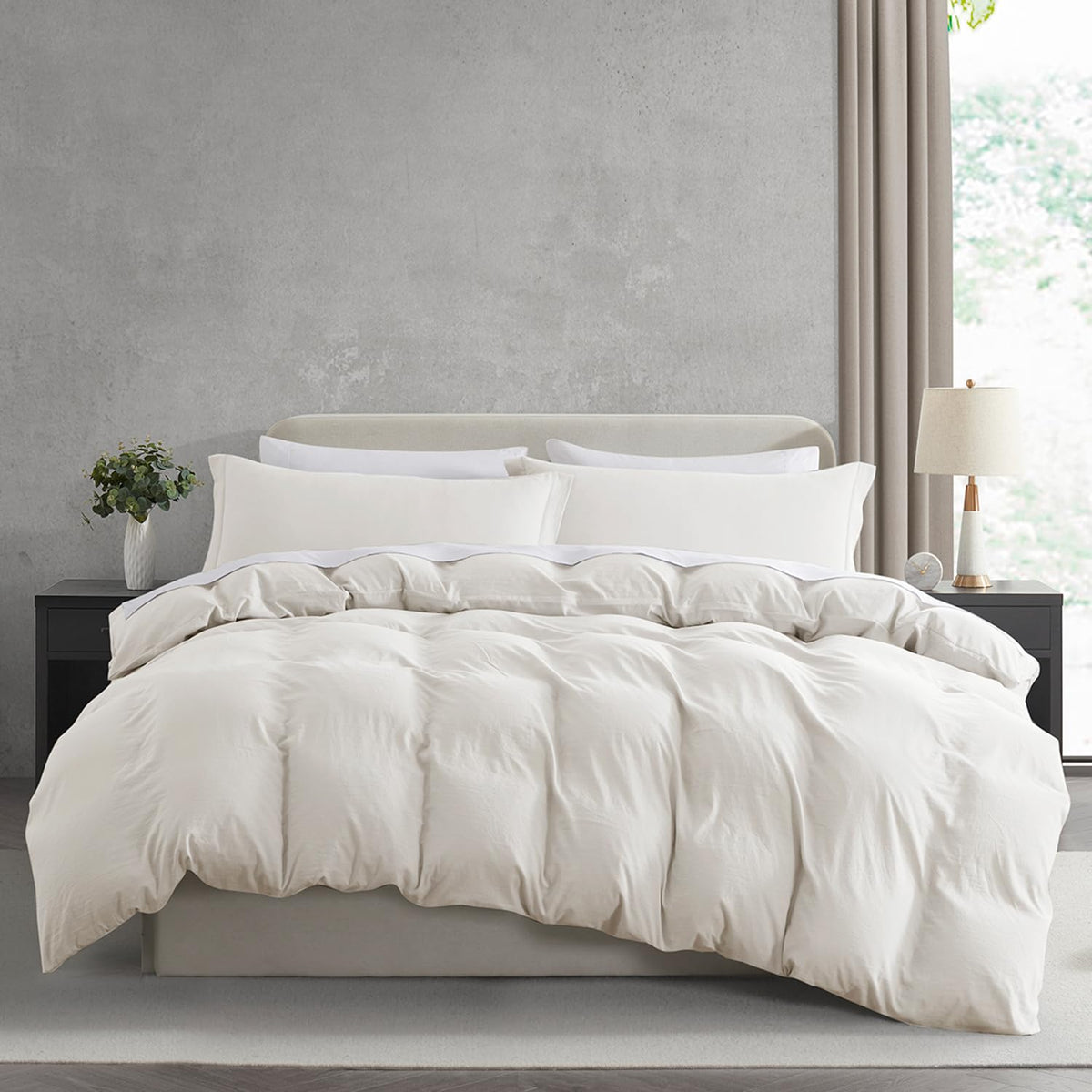 Nestl White Duvet Cover Queen Size - Soft Double Brushed Queen Duvet Cover Set, 3 Piece, with Zipper Closure, 1 Duvet Cover 90x90 inches and 2 Pillow Shams
