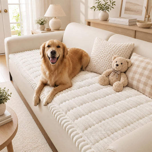 decorUhome Couch Cover for Dogs, Non Slip Fuzzy Thick Pet Sofa Protector