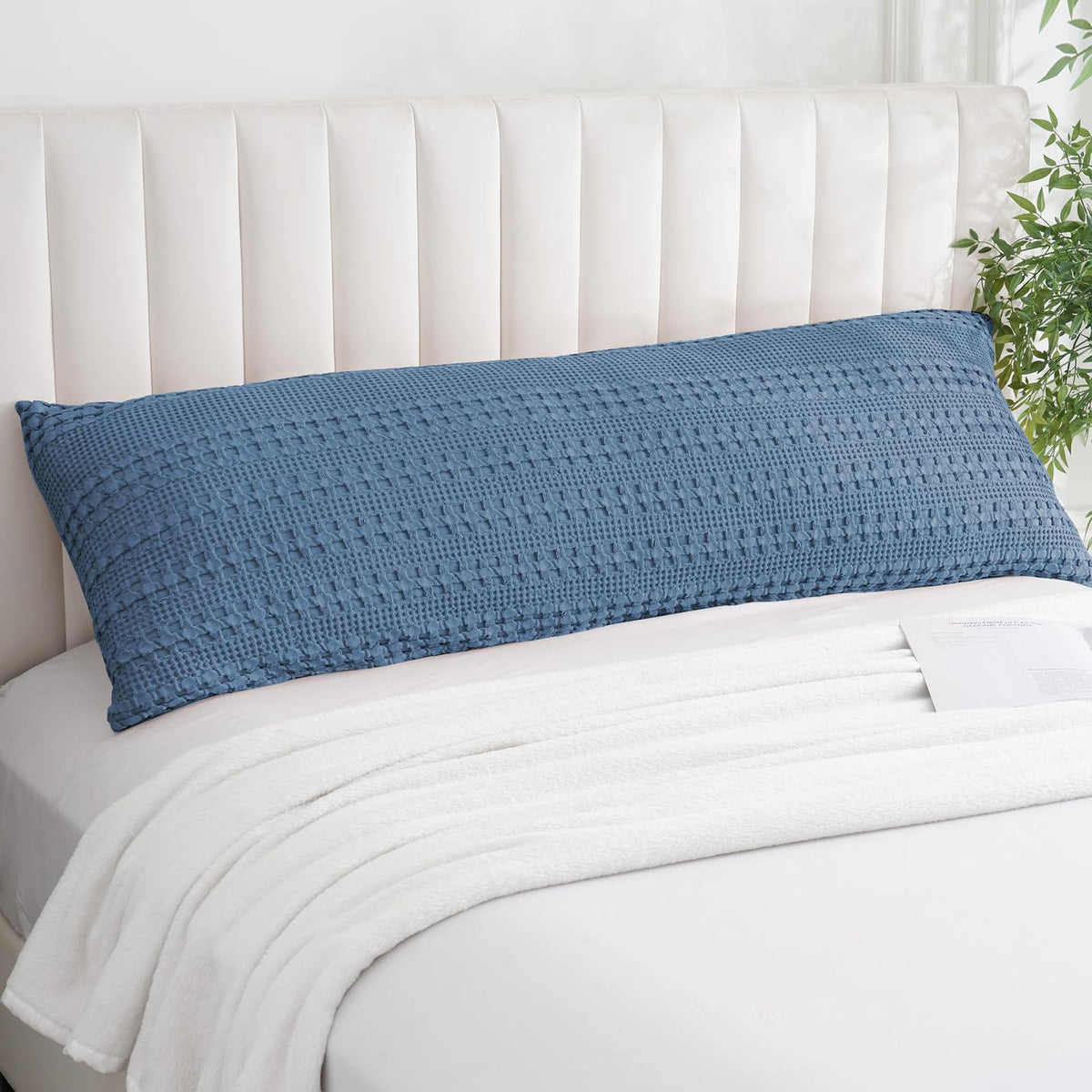 PHF Cotton Waffle Body Pillowcase 20" x 54", Oatmeal, No Insert