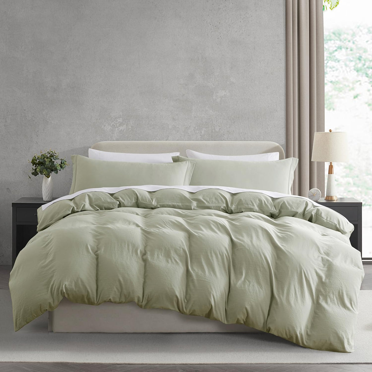 Nestl White Duvet Cover Queen Size - Soft Double Brushed Queen Duvet Cover Set, 3 Piece, with Zipper Closure, 1 Duvet Cover 90x90 inches and 2 Pillow Shams