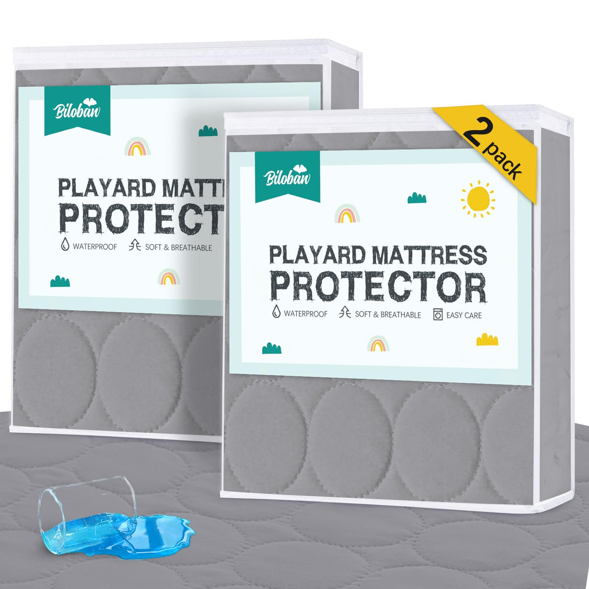 Crib Mattress Protector Sheets Waterproof 2 Pack, 52” x 28” White