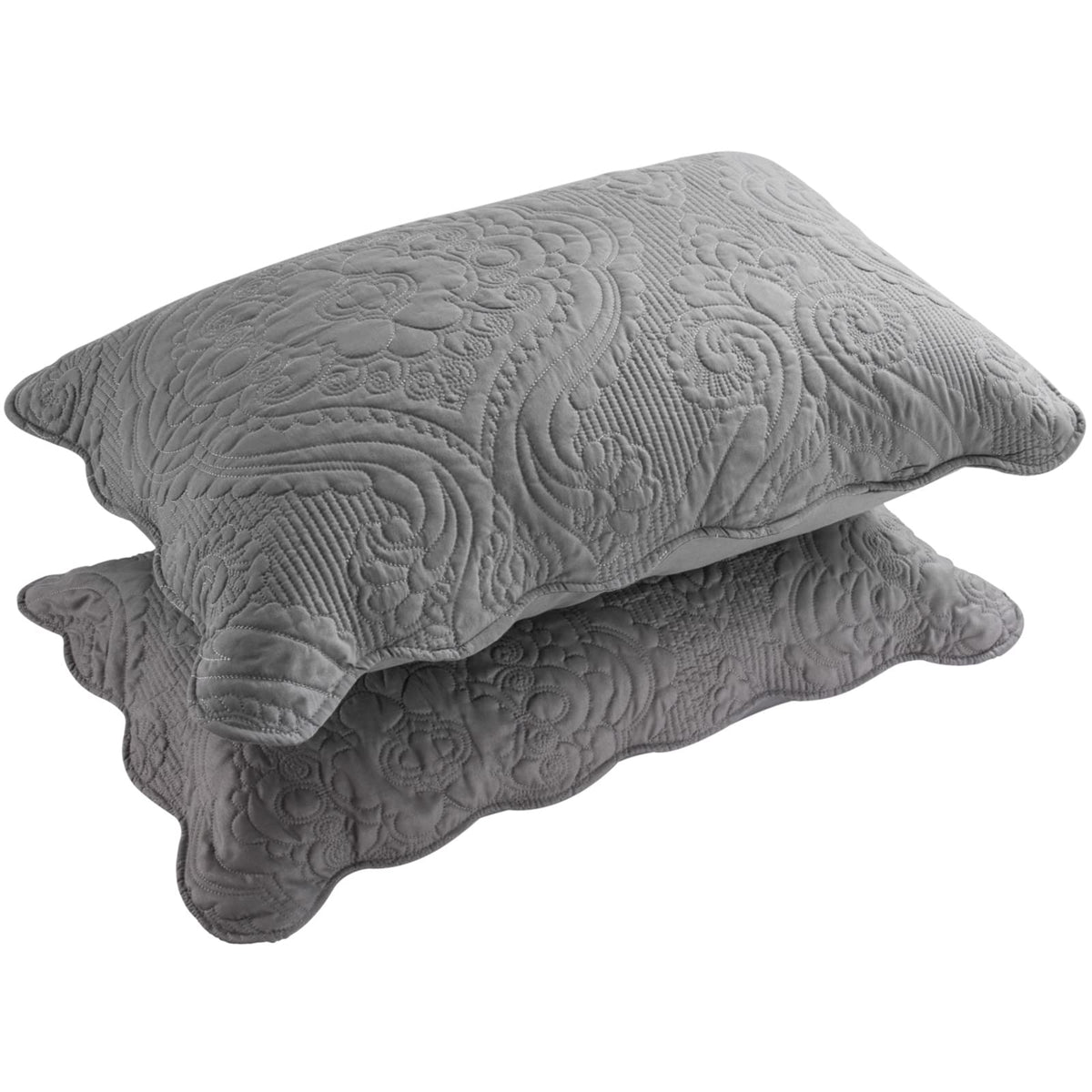 BOSOWOS Quilted Pillow Shams Set of 2, Decorative Microfiber Standard Bed Pillow Shams, Soft Pillow Covers with Envelope Closure (White, 2Pcs:20 x 26inch)