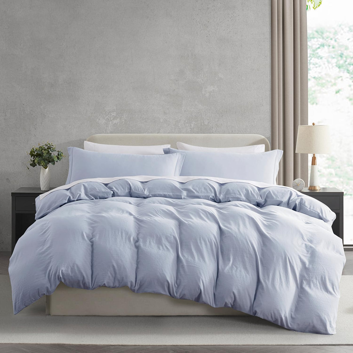 Nestl White Duvet Cover Queen Size - Soft Double Brushed Queen Duvet Cover Set, 3 Piece, with Zipper Closure, 1 Duvet Cover 90x90 inches and 2 Pillow Shams